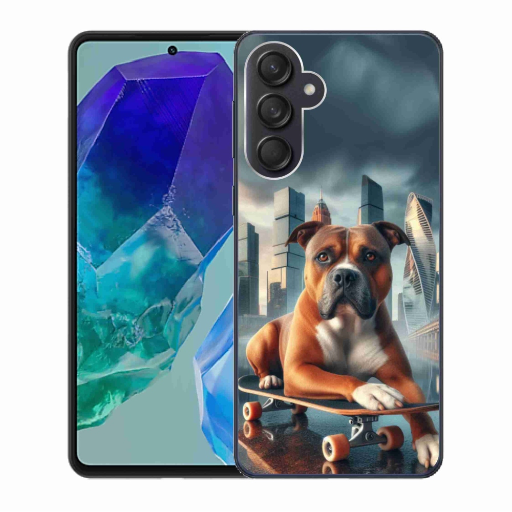 Gelový kryt mmCase na Samsung Galaxy M55 5G - pes na skateboardu