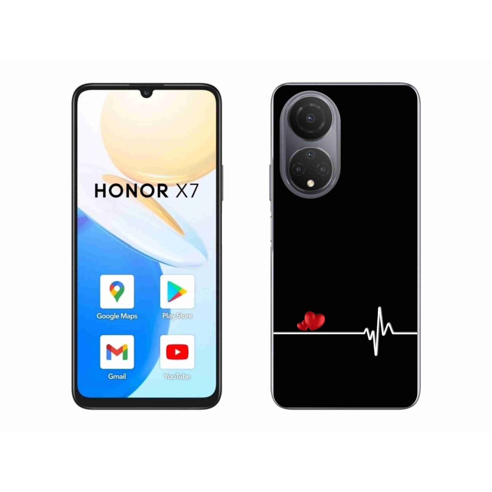 Gelový kryt mmCase na Honor X7 - srdce a tep černé pozadí