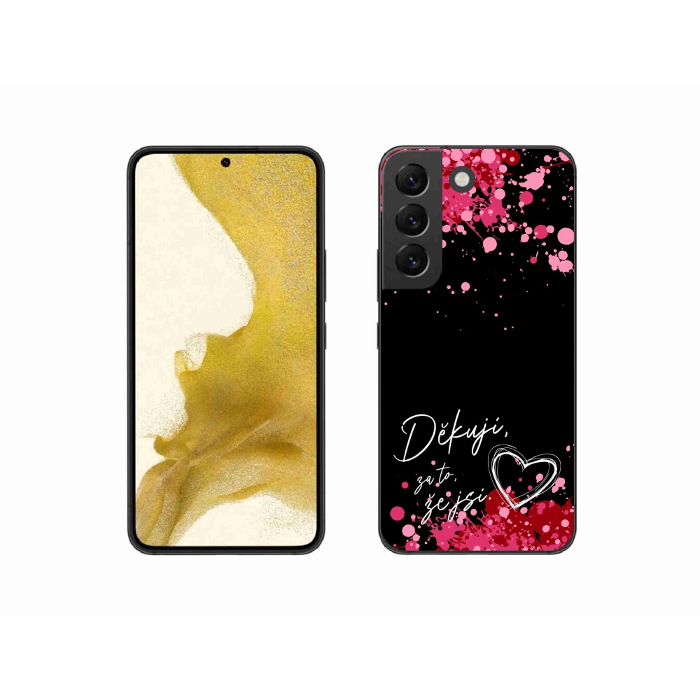 Gelový kryt mmCase na Samsung Galaxy S22 5G - zamilovaný text 2 černé pozadí