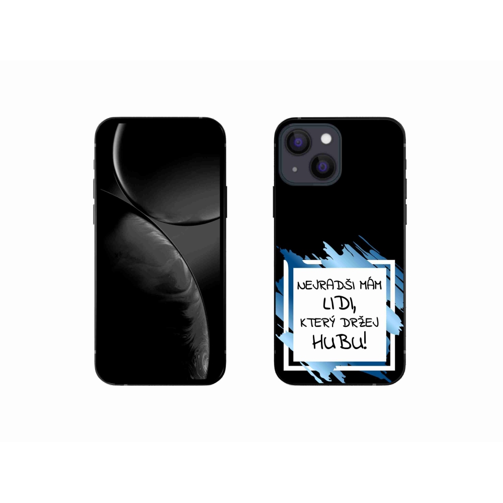 Gelový kryt mmCase na iPhone 13 mini 5.4 - vtipný text 7 bíločerné pozadí