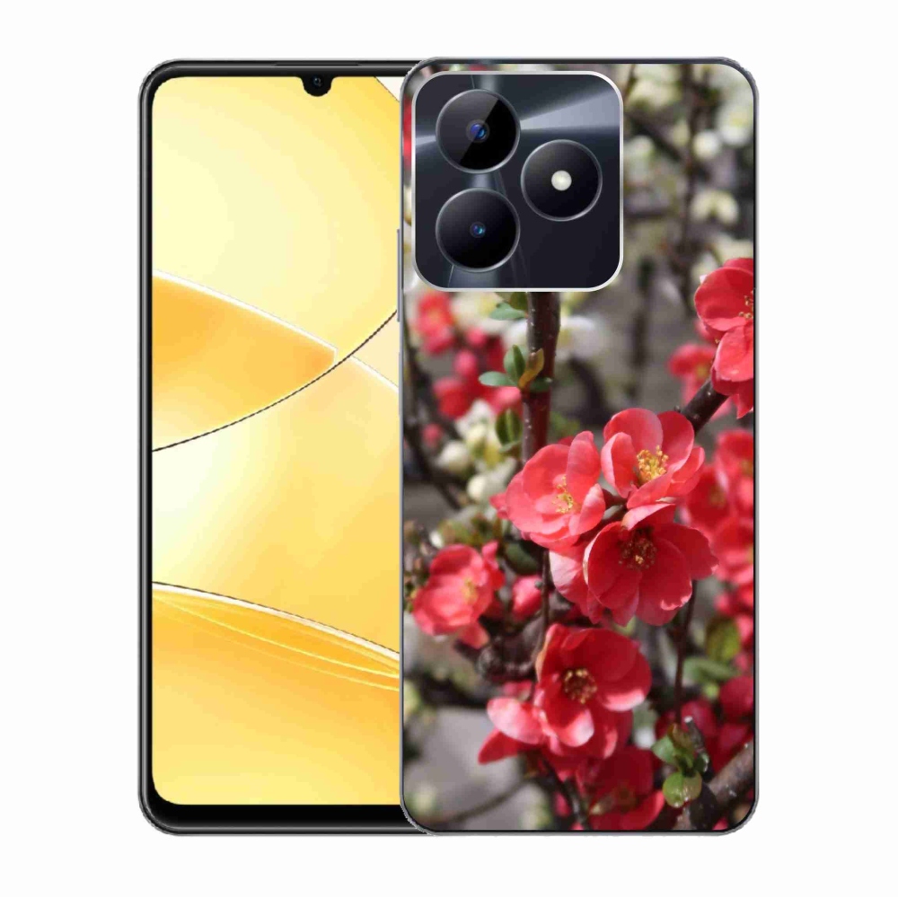 Gelový kryt mmCase na Realme C51/C53 - červené květy