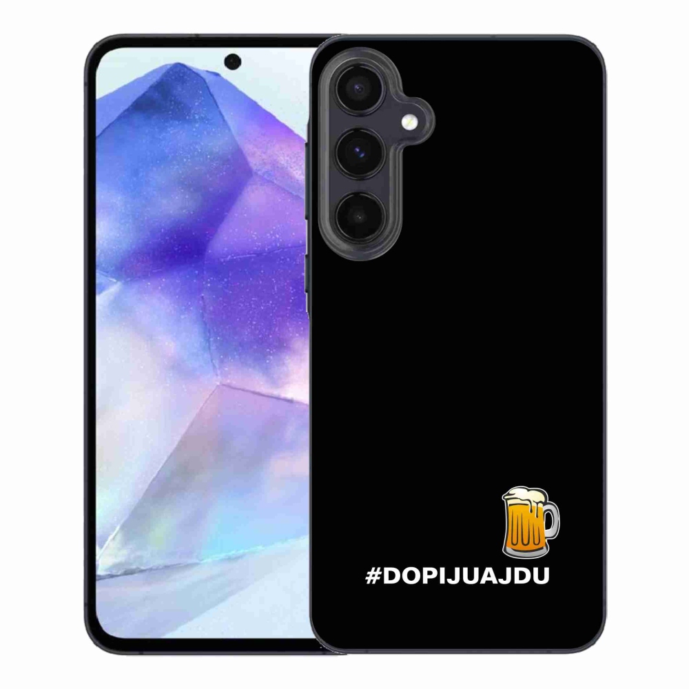 Gelový kryt mmCase na Samsung Galaxy A55 5G - pivní motiv 1 černé pozadí