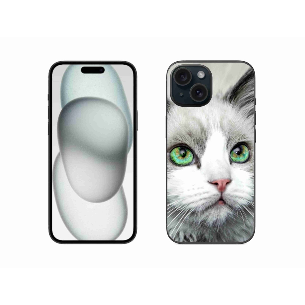 Gelový kryt mmCase na iPhone 15 - kočičí pohled