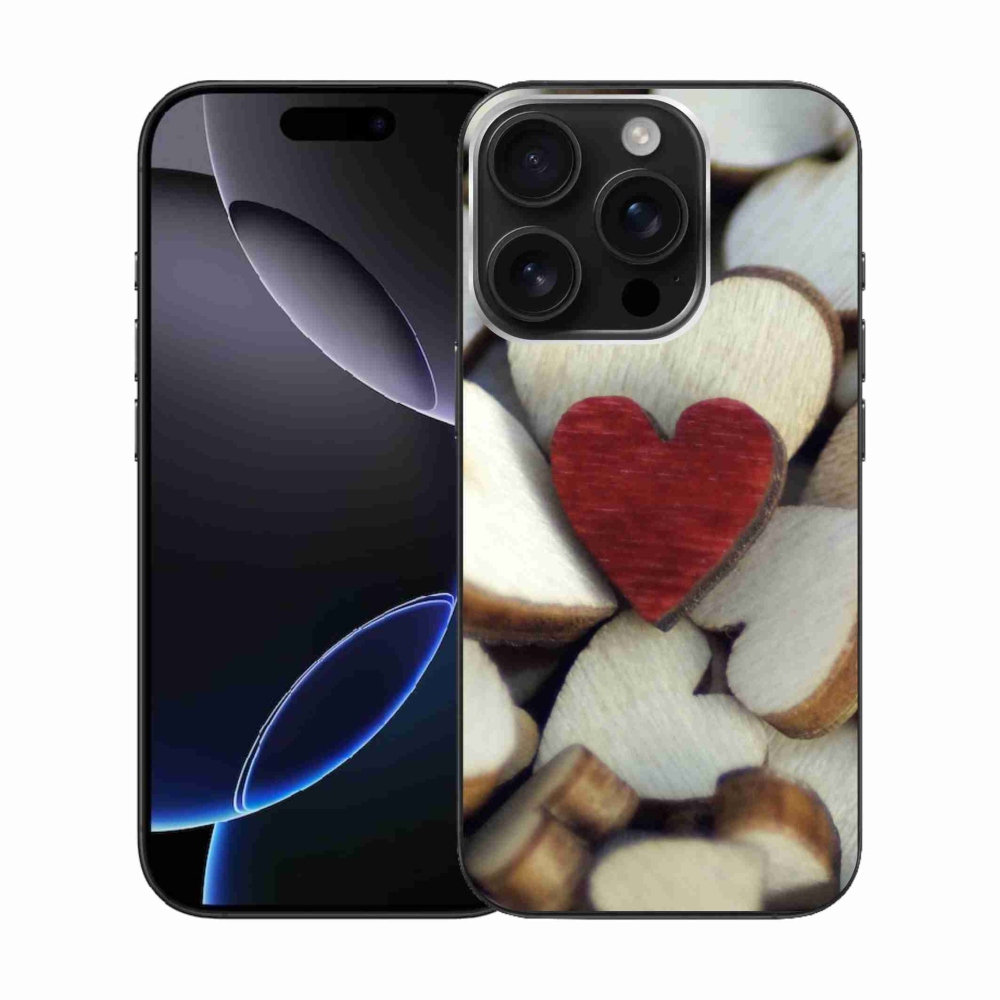 Gelový kryt mmCase na iPhone 16 Pro - gravírované červené srdce 
