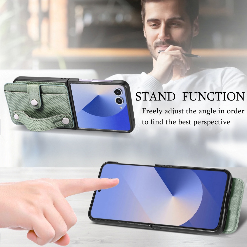 Wrisat plastový kryt s umělou kůží na Samsung Galaxy Z Flip7 5G - zelený