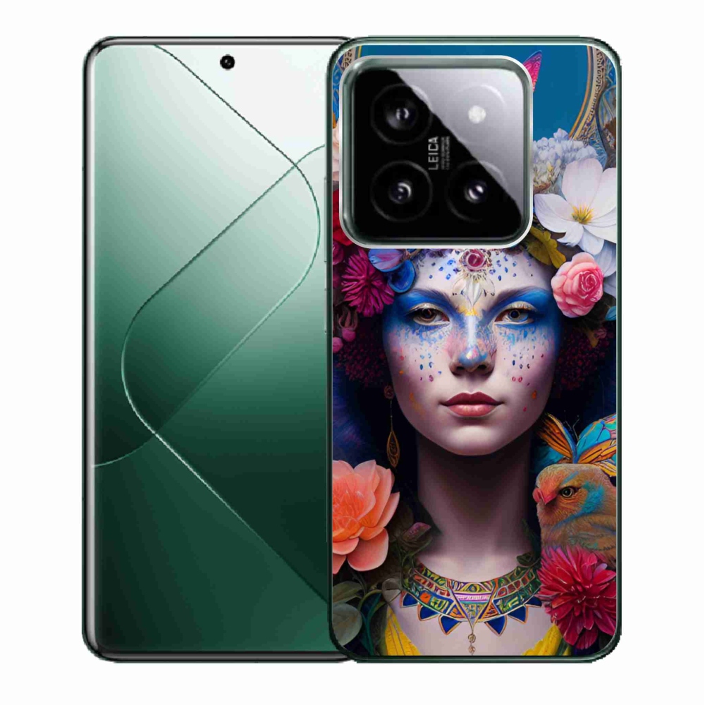 Gelový kryt mmCase na Xiaomi 14 - žena s květinami