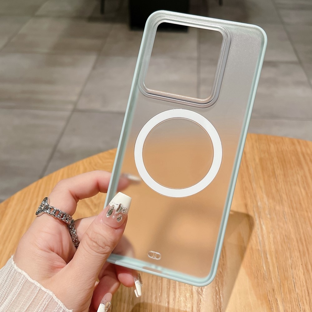 Matný gelový obal s pevnými zády a MagSafe na Xiaomi 14 - zelený