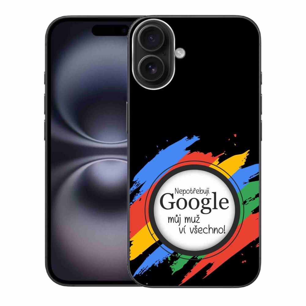 Gelový kryt mmCase na iPhone 16 Plus - muž ví všechno černé pozadí