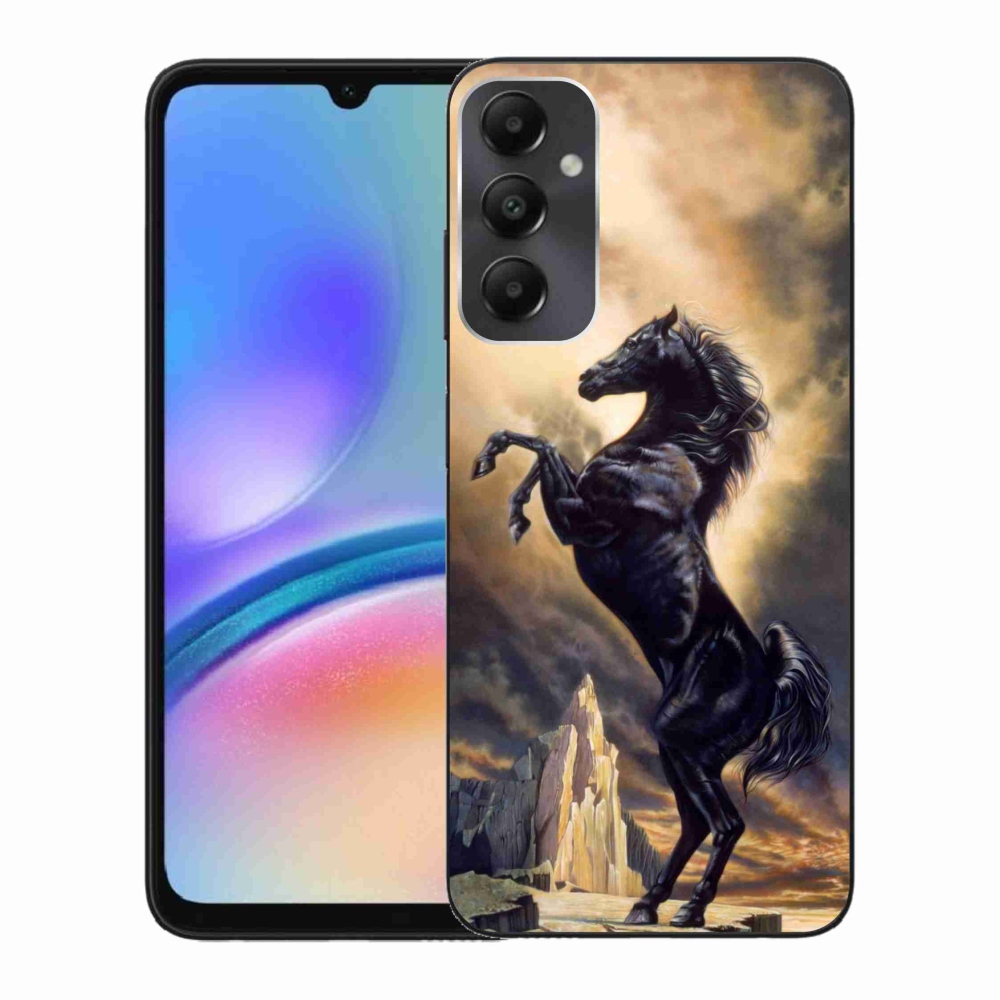 Gelový kryt mmCase na Samsung Galaxy A05s - černý kreslený kůň