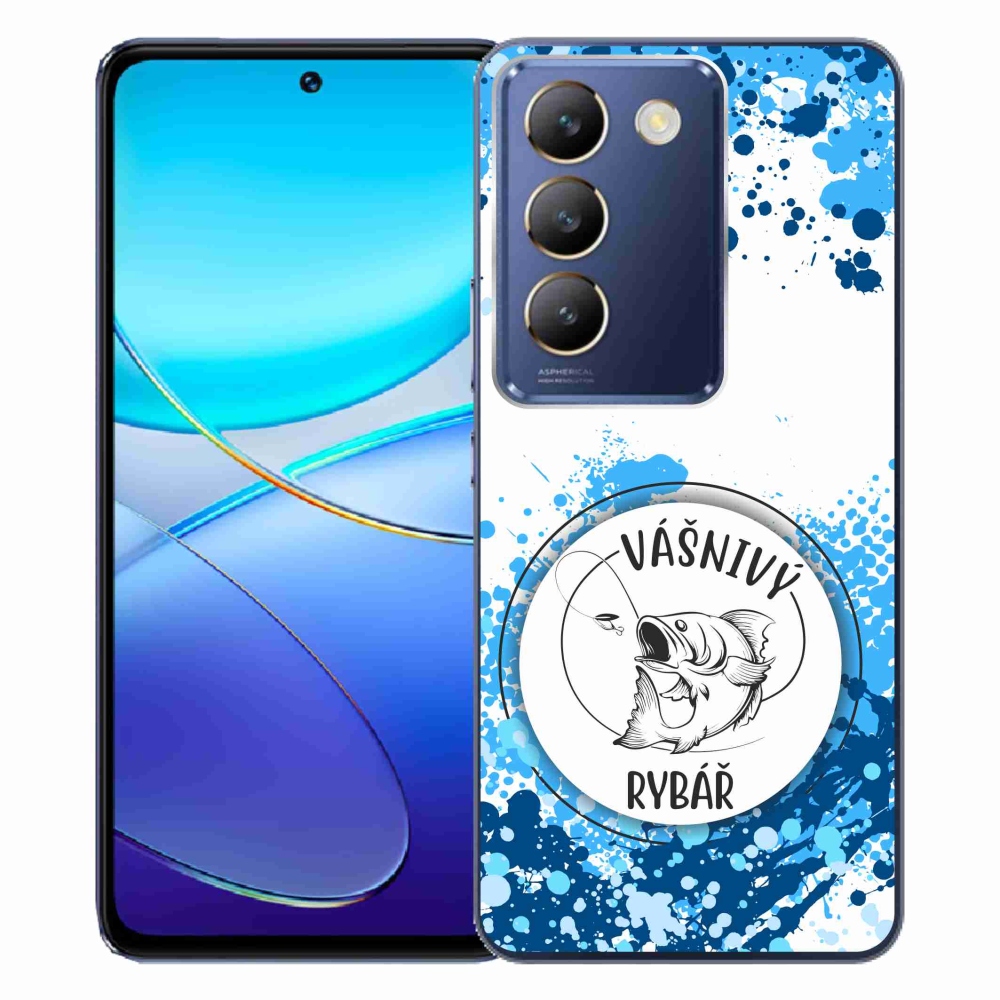 Gelový kryt mmCase na Vivo V40 SE 4G/5G - vášnivý rybář bílé pozadí