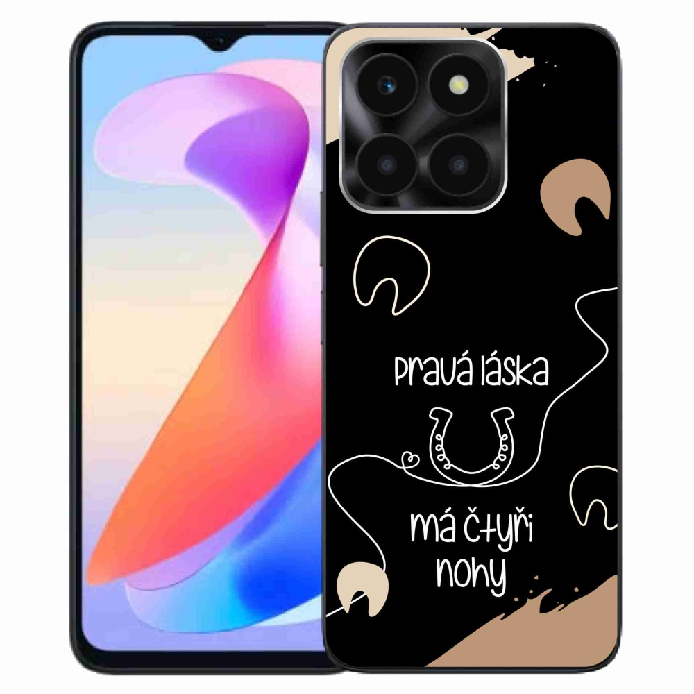 Gelový kryt mmCase na Honor X6a - koňský motiv černé pozadí
