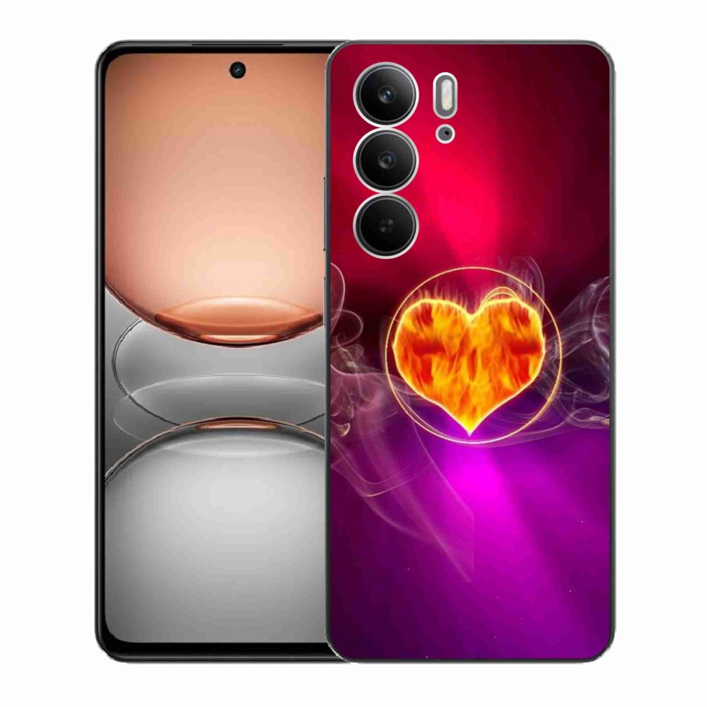 Gelový kryt mmCase na Realme C75 - ohnivé srdce