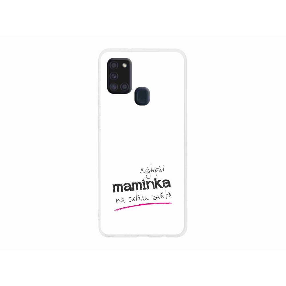 Gelový kryt mmCase na Samsung Galaxy A21s - nejlepší maminka 4 bílé pozadí