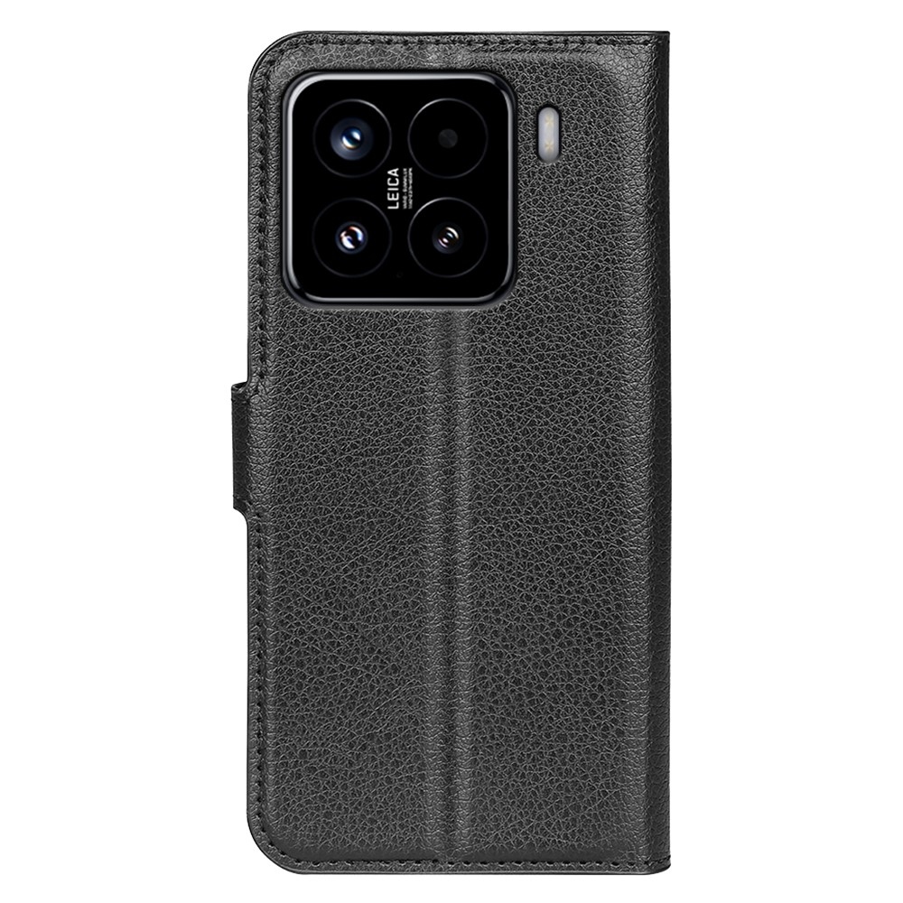 Litchi knížkové pouzdro na Xiaomi 15 - černé
