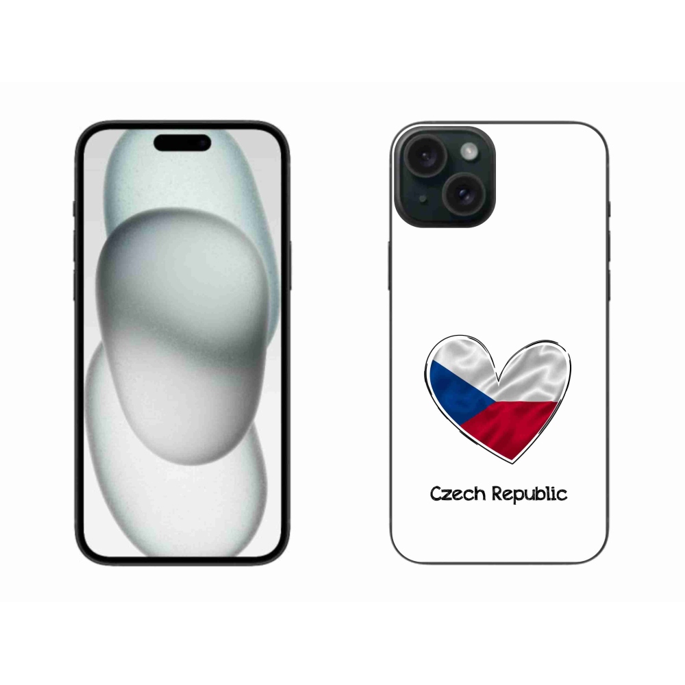 Gelový kryt mmCase na iPhone 15 Plus - vlajka srdce bílé pozadí