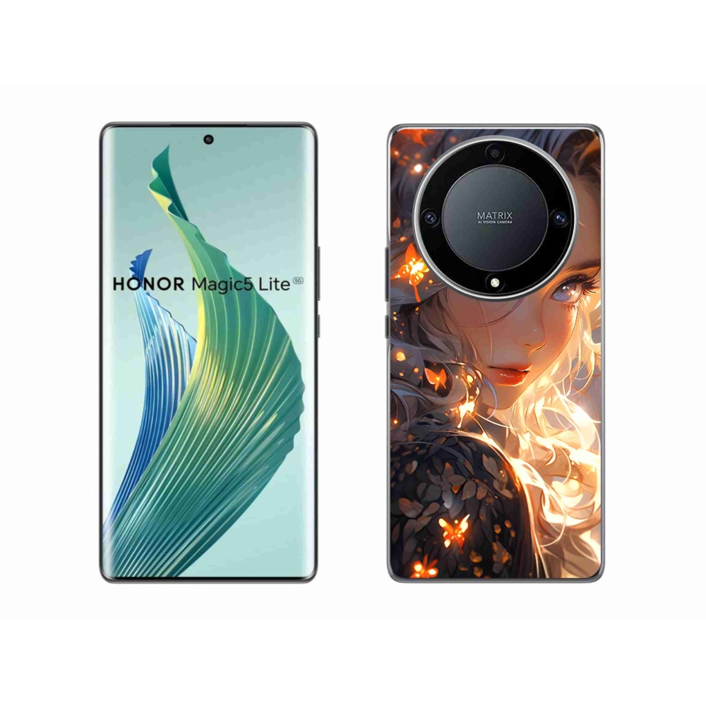 Gelový kryt mmCase na Honor Magic 5 Lite 5G - dívka a motýli