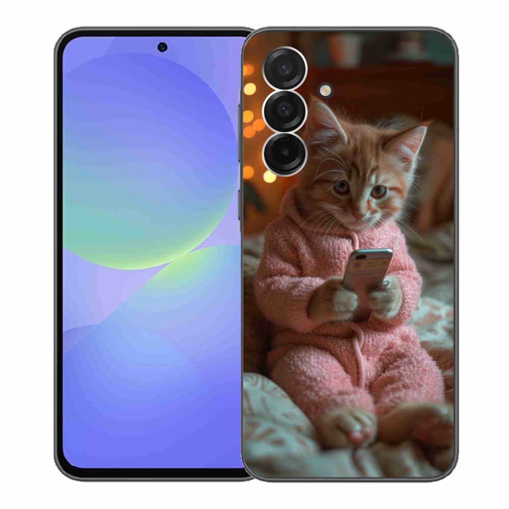 Gelový kryt mmCase na Samsung Galaxy A36 5G - kotě s mobilem