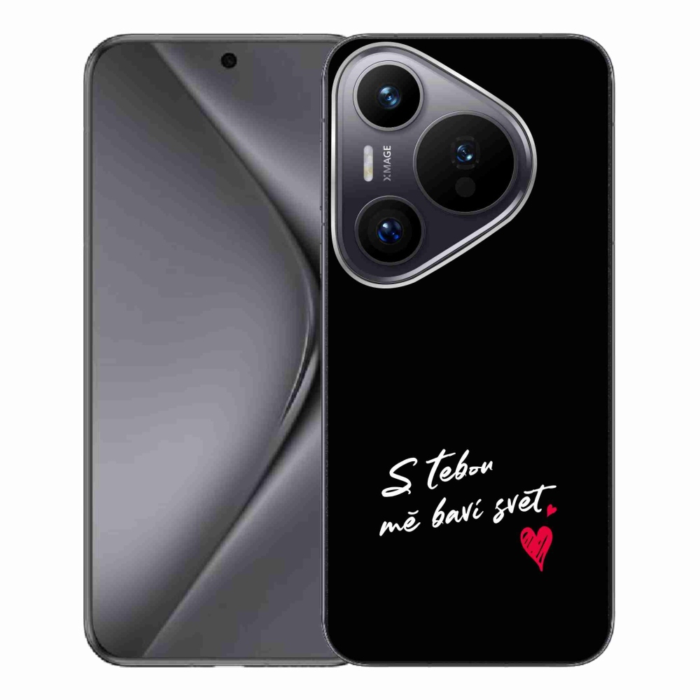 Gelový kryt mmCase na Huawei Pura 70 Pro - zamilovaný text 1 černé pozadí