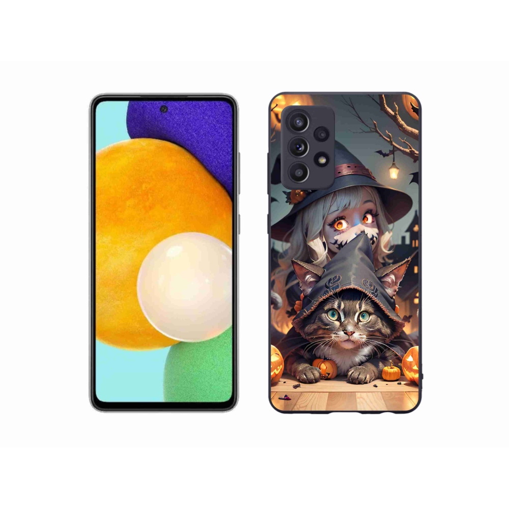 Gelový kryt mmCase na Samsung Galaxy A52/A52 5G - čarodějnice s kočkou