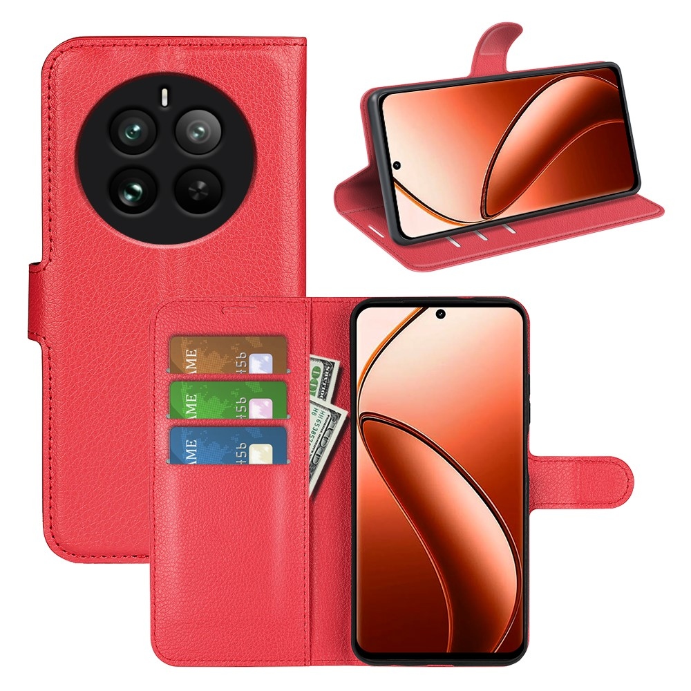 Litchi knížkové pouzdro na Realme 12 Pro 5G/12 Pro+ 5G - červené