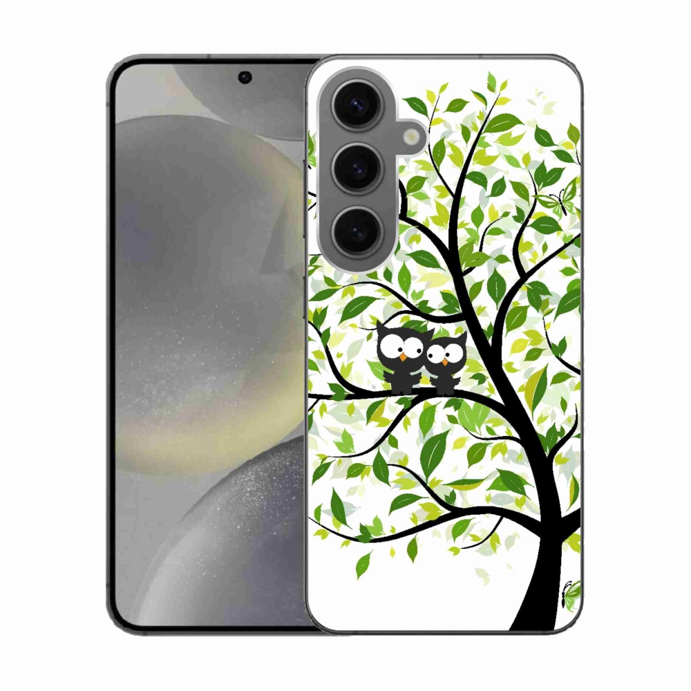 Gelový kryt mmCase na Samsung Galaxy S24 - sovičky na stromě
