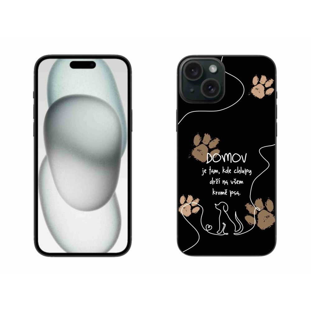 Gelový kryt mmCase na iPhone 15 Plus - psí motiv černé pozadí