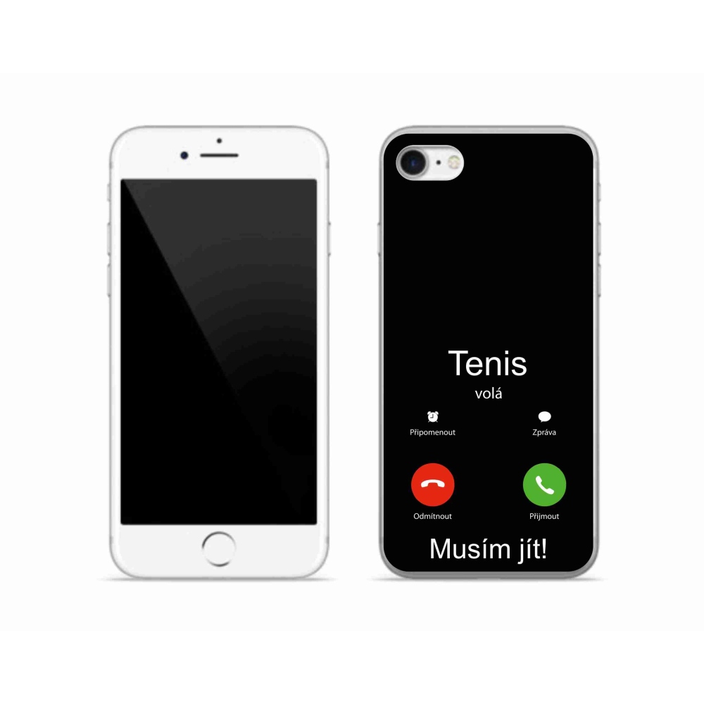 Gelový kryt mmCase na iPhone SE (2022) - tenis volá černé pozadí