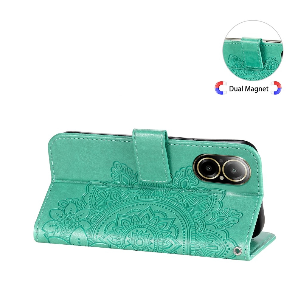 Mandala knížkové pouzdro na Realme C67 - modrozelené