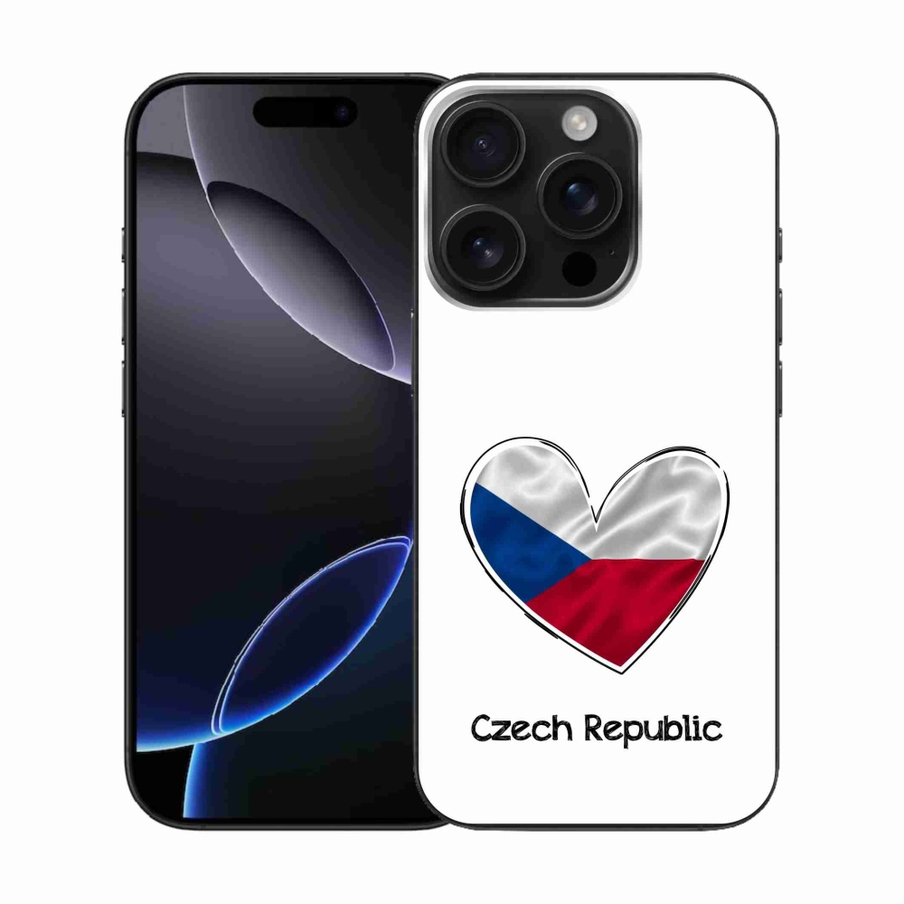 Gelový kryt mmCase na iPhone 16 Pro - vlajka srdce bílé pozadí