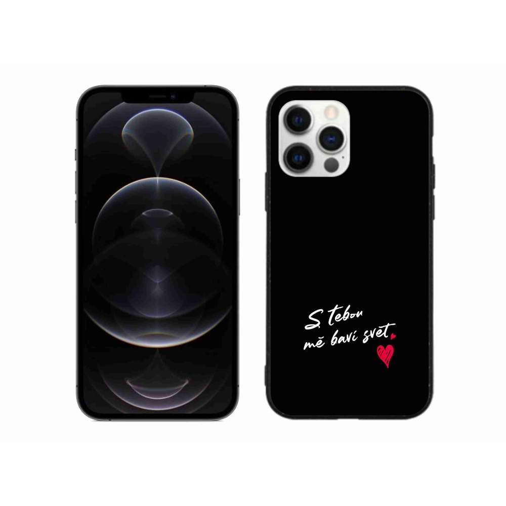 Gelový kryt mmCase na iPhone 12 Pro Max - zamilovaný text 1 černé pozadí