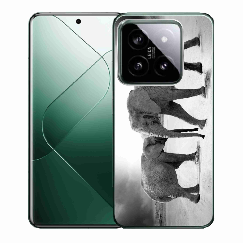 Gelový kryt mmCase na Xiaomi 14 - černobílí sloni