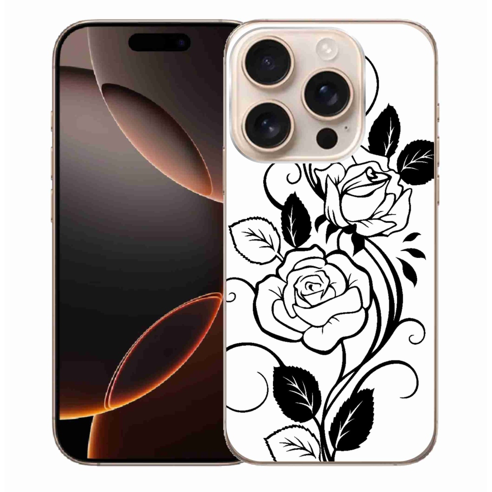 Gelový kryt mmCase na iPhone 16 Pro Max - černobílá růže