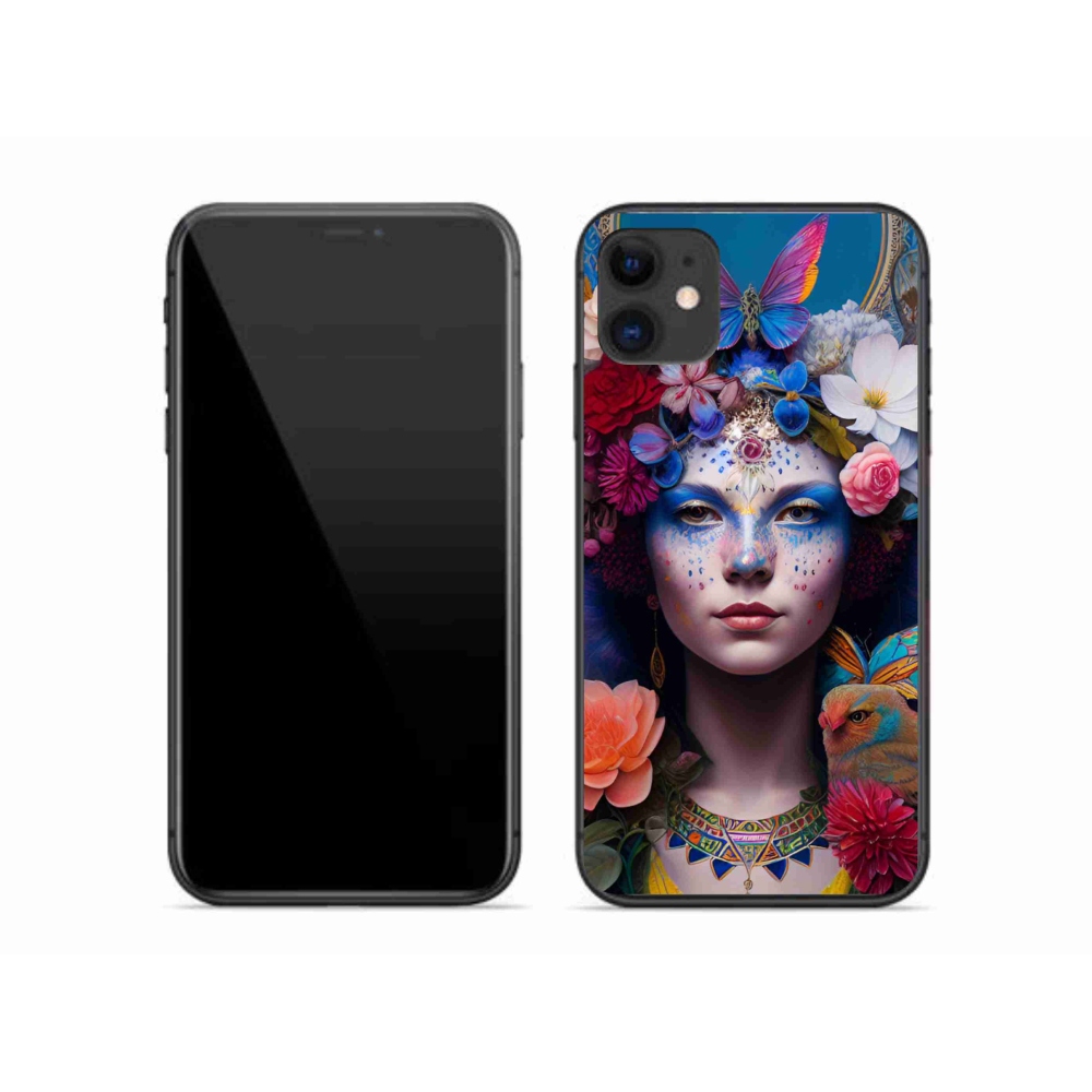 Gelový kryt mmCase na iPhone 11 - žena s květinami