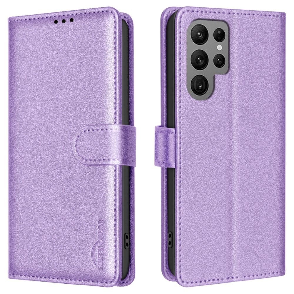 BINFEN knížkové pouzdro na Samsung Galaxy S25 Ultra - fialové