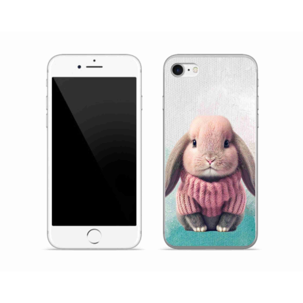 Gelový kryt mmCase na iPhone SE (2020) - králíček ve svetru