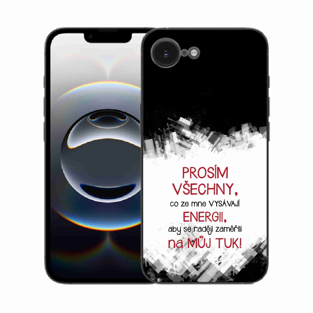 Gelový kryt mmCase na iPhone 16e - vtipný text 1 červený