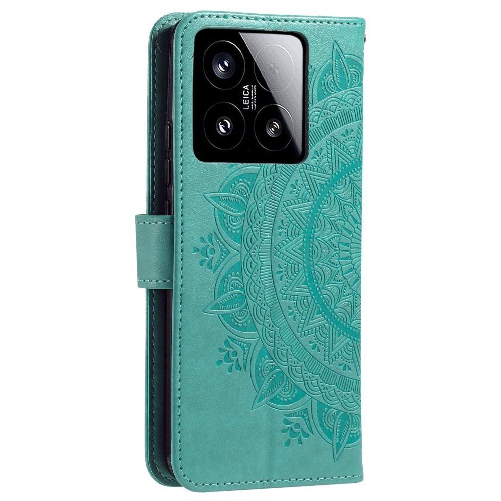 Mandala knížkové pouzdro na Xiaomi 15 - modrozelené
