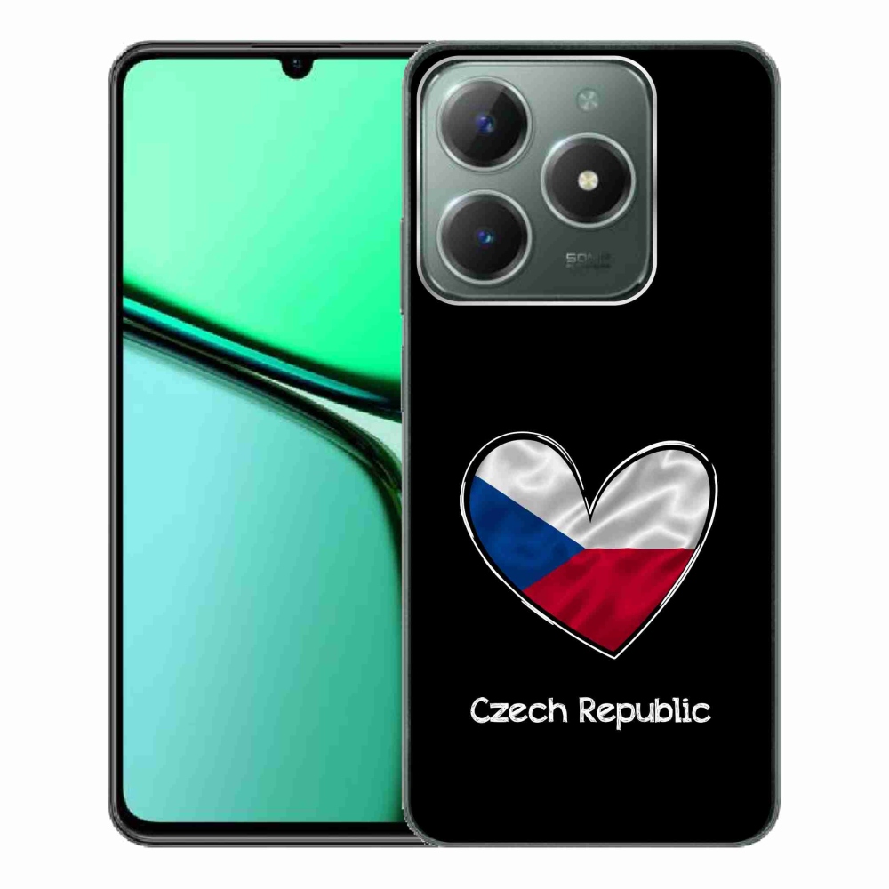 Gelový kryt mmCase na Realme C61 - vlajka srdce černé pozadí
