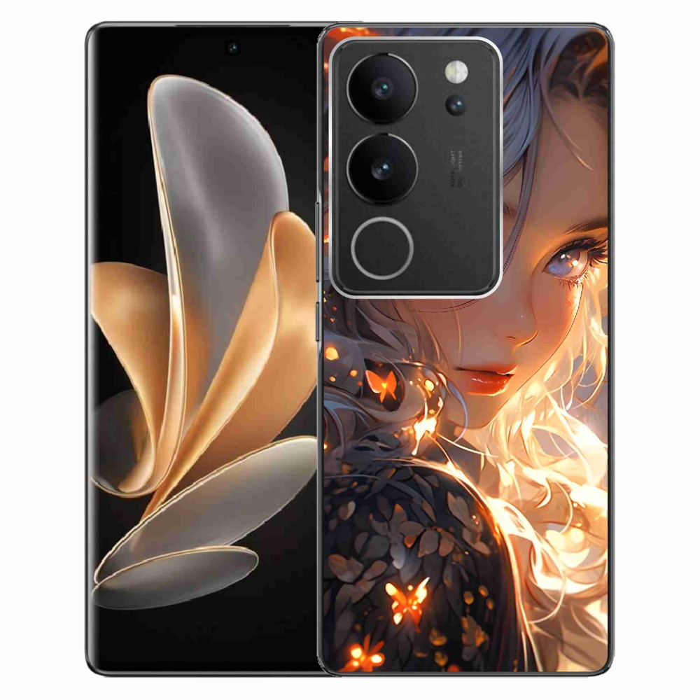Gelový kryt mmCase na Vivo V29 5G - dívka a motýli