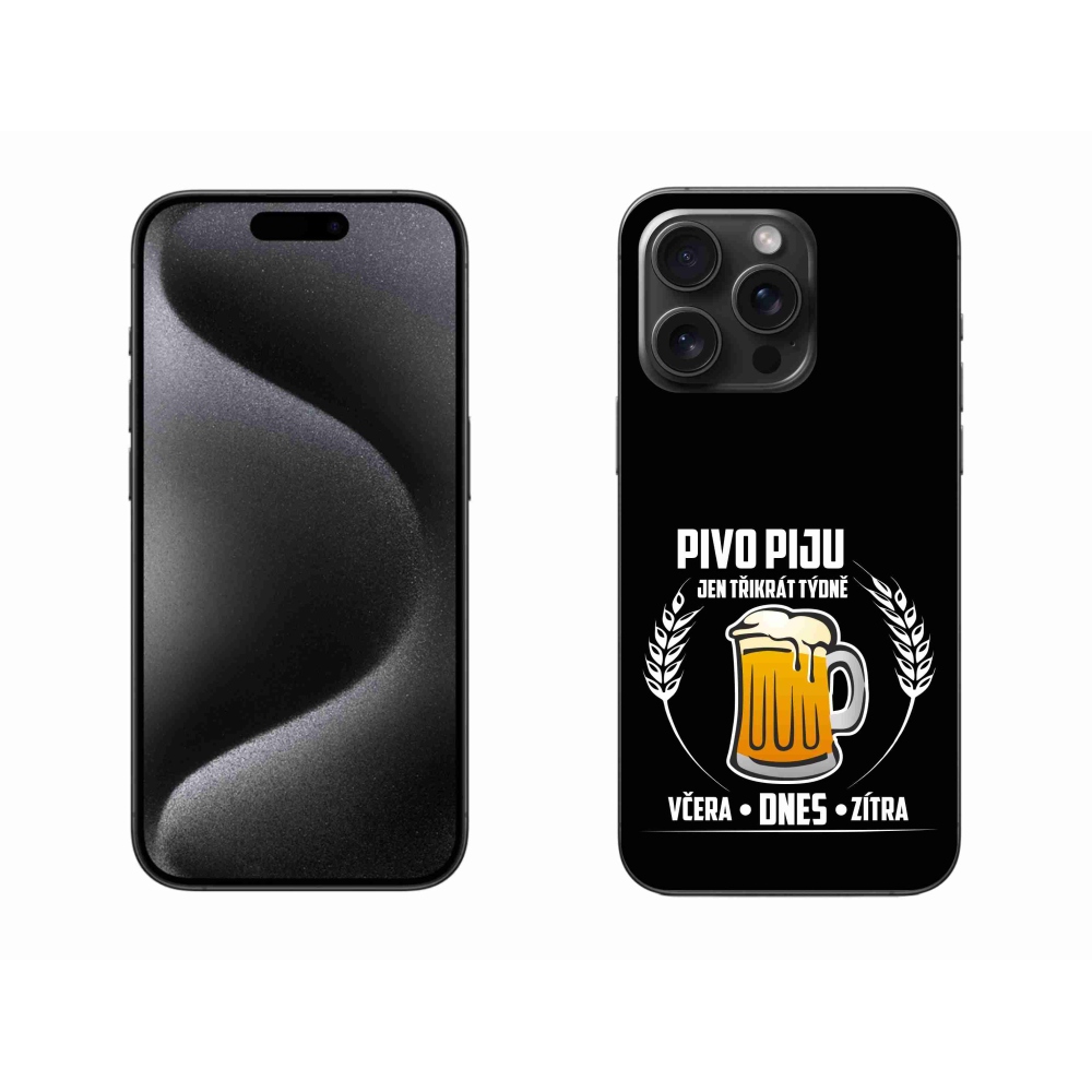 Gelový kryt mmCase na iPhone 15 Pro Max - pivní motiv černé pozadí
