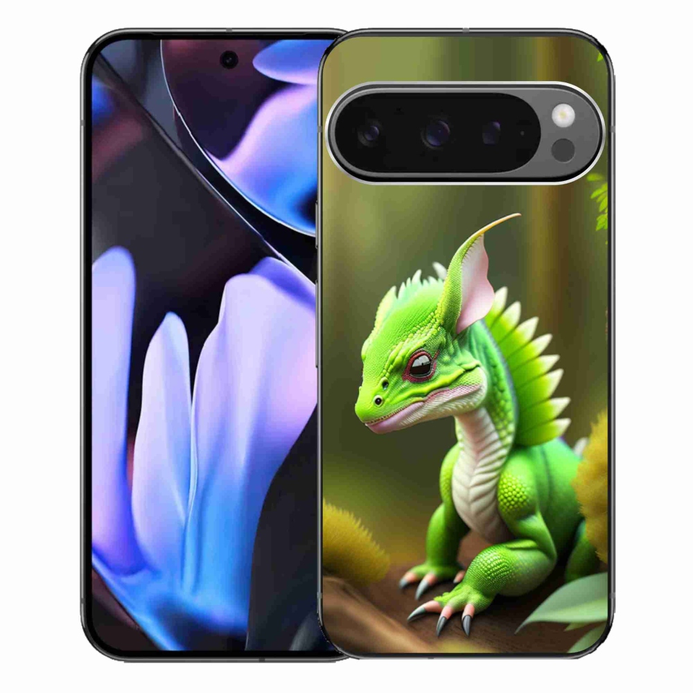 Gelový kryt mmCase na Google Pixel 9 Pro XL - zelený dráček
