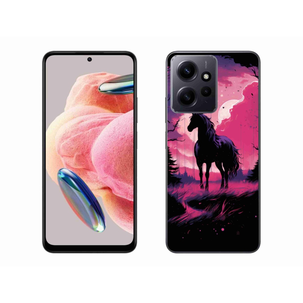 Gelový kryt mmCase na Xiaomi Redmi Note 12 4G - černý kreslený kůň 1