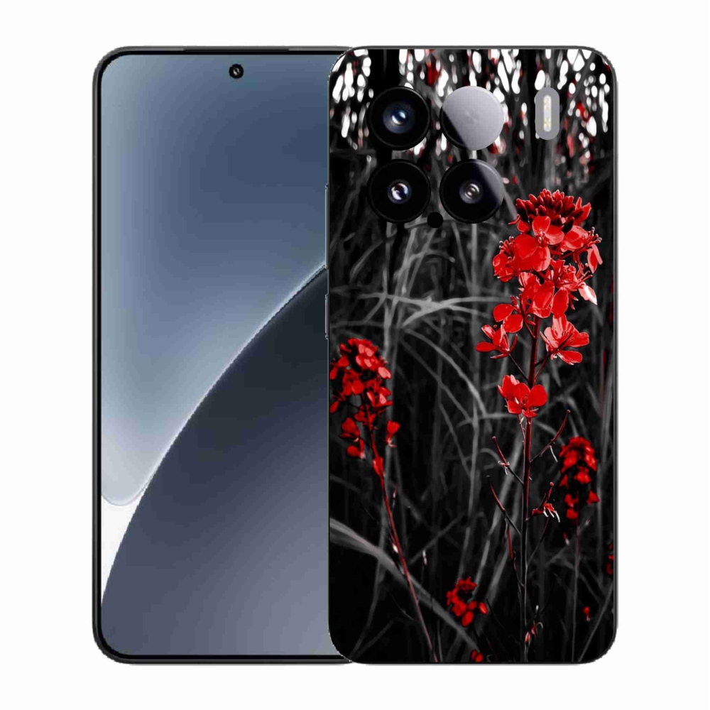 Gelový kryt mmCase na Xiaomi 15 - červená rostlina