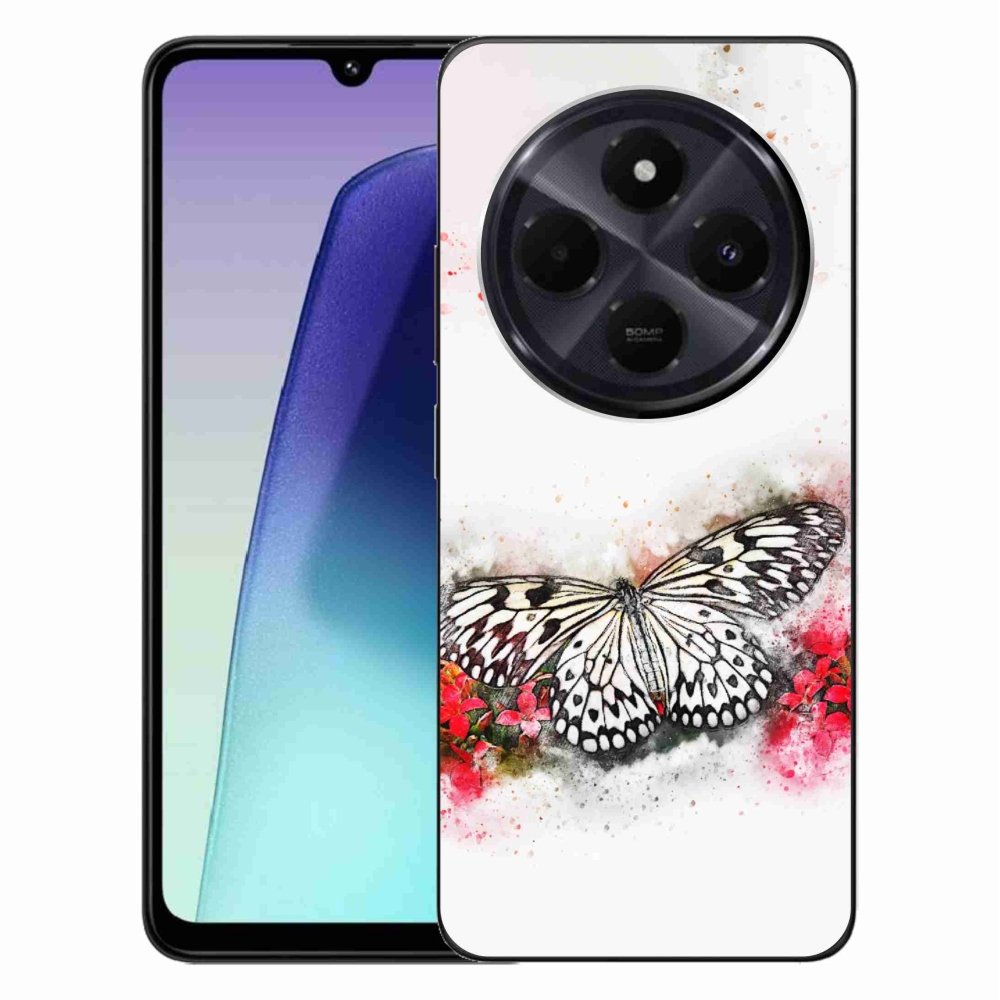 Gelový kryt mmCase na Xiaomi Redmi 14C/Poco C75 - černobílý motýl
