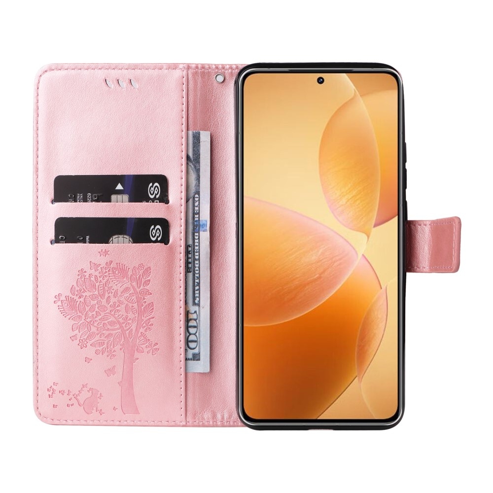 Trees knížkové pouzdro na Xiaomi 14T Pro - růžovozlaté