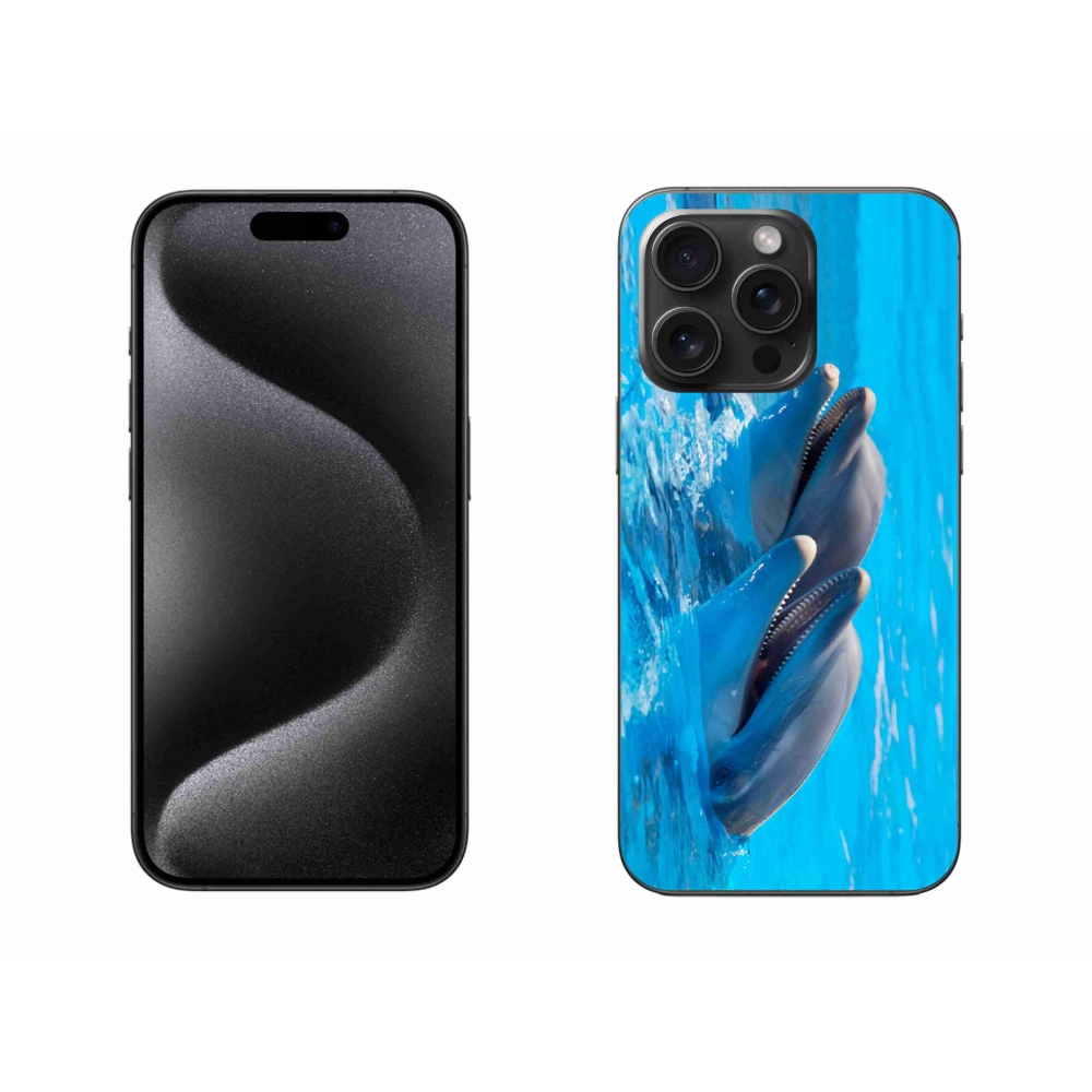 Gelový kryt mmCase na iPhone 15 Pro Max - delfíni