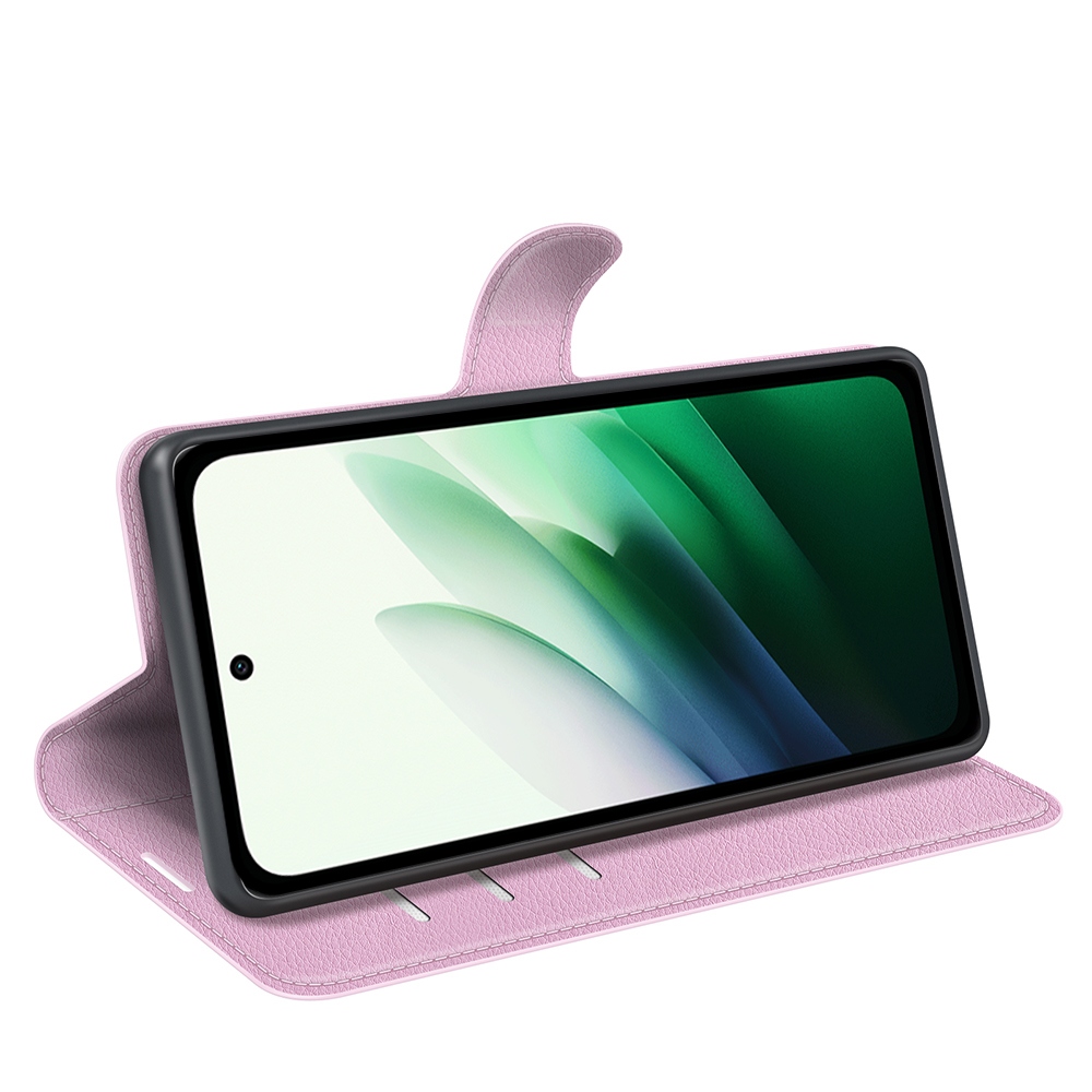 Litchi knížkové pouzdro na Xiaomi Redmi 15 4G/5G (171mm) - růžové