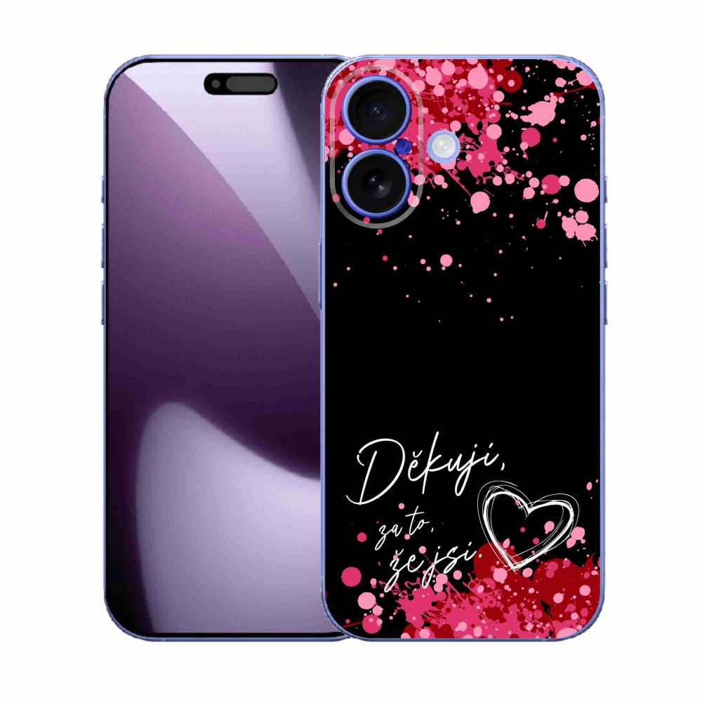 Gelový kryt mmCase na iPhone 17 - zamilovaný text 2 černé pozadí