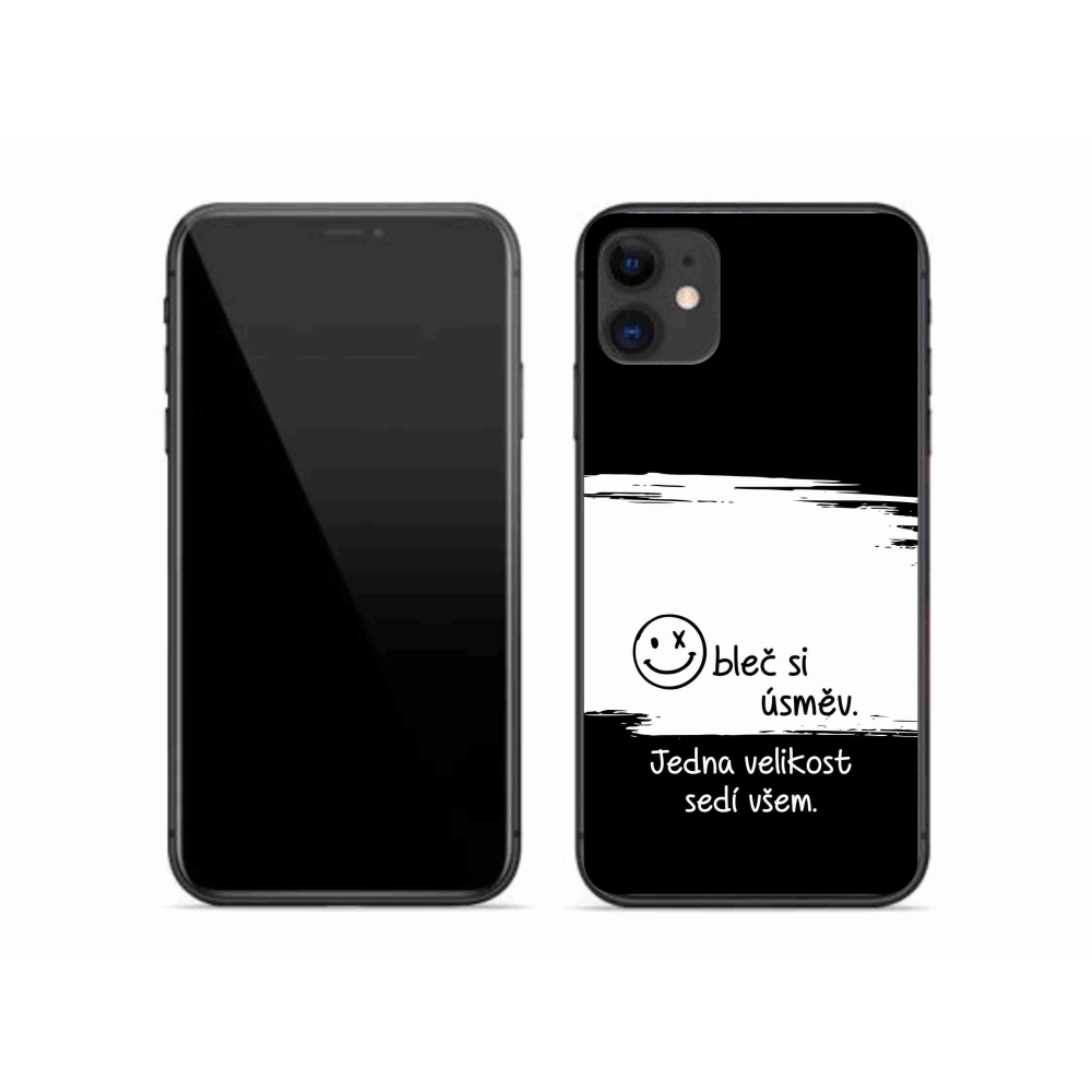 Gelový kryt mmCase na iPhone 11 - vtipný text 8 bíločerné pozadí