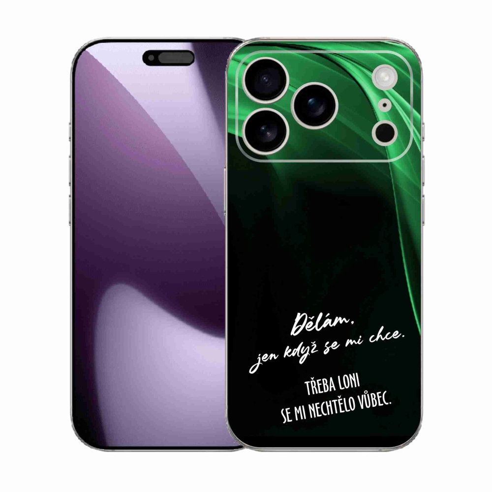 Gelový kryt mmCase na iPhone 17 Pro - vtipný text 12 černé pozadí